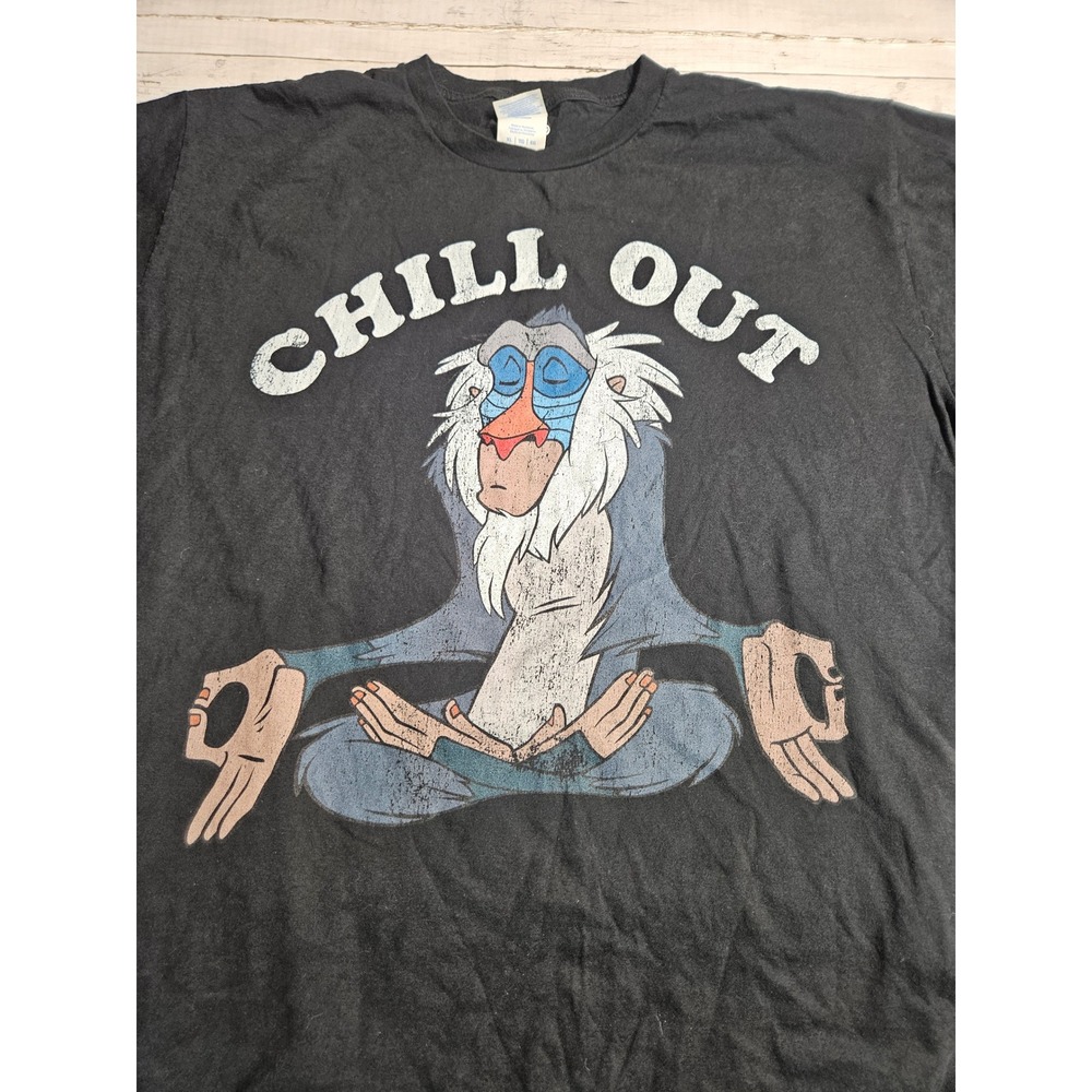 Disney Lion King Rafiki Chill Out Graphic T-Shirt Black XL Port & Company